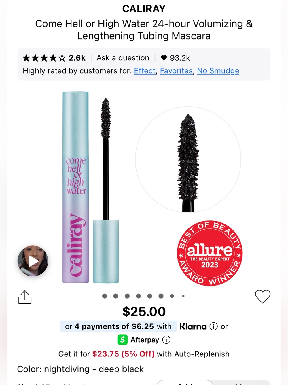 Caliray “come hell or high water” mascara black
